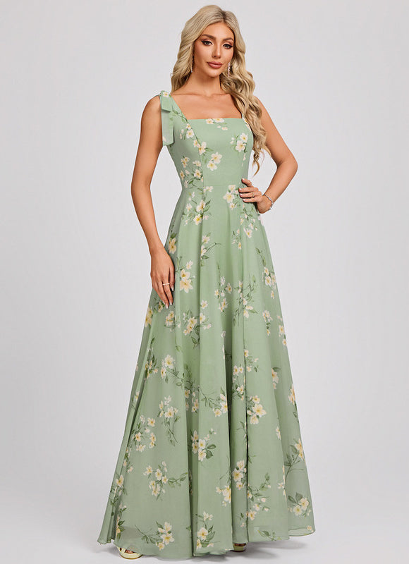 Robe Cérémonie Mousseline Verte - gallery 1