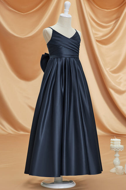 Robe Cérémonie Satinée Marine - gallery 1