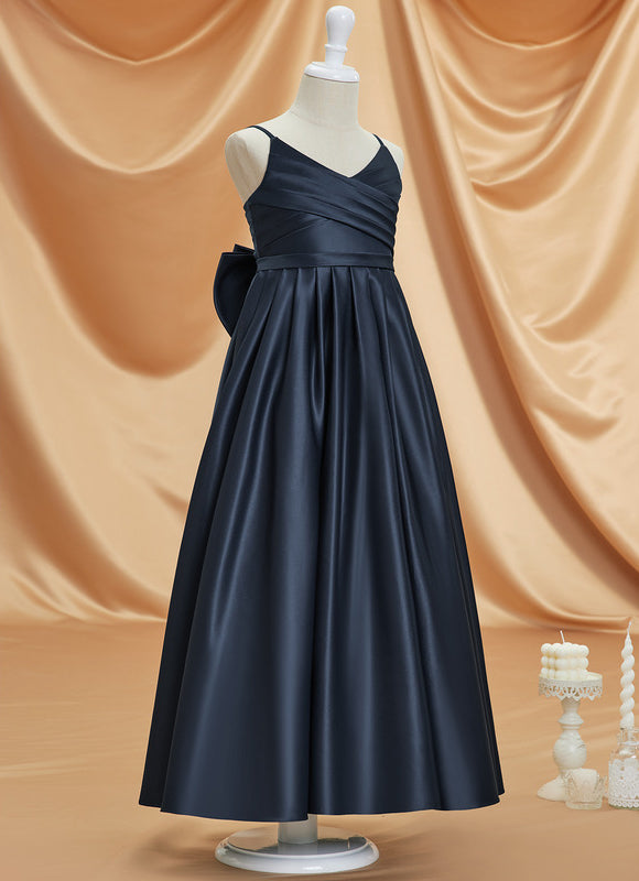 Robe Cérémonie Satinée Marine - gallery 1