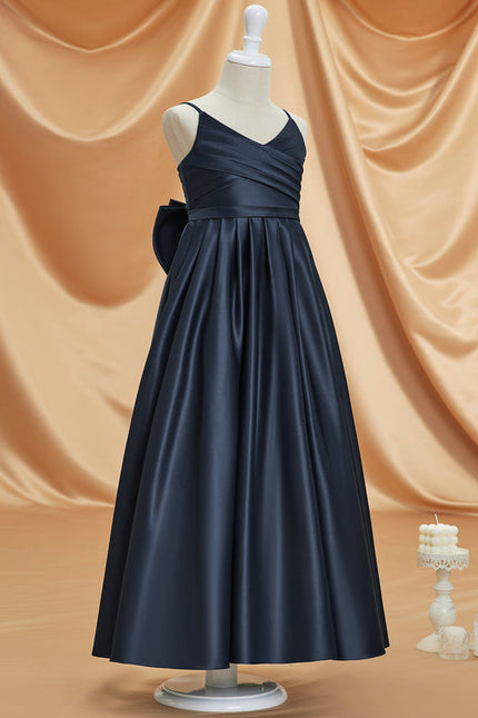 Robe Cérémonie Satinée Marine - gallery 1