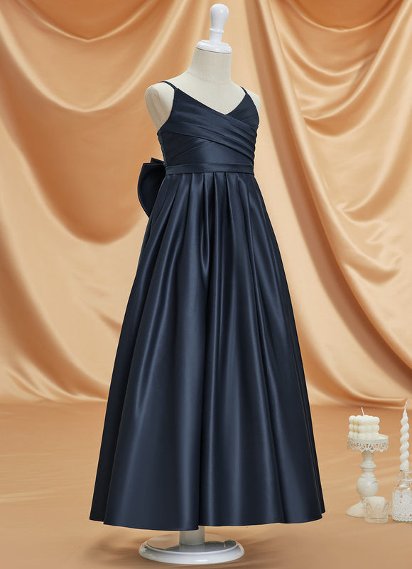 Robe Cérémonie Satinée Marine - gallery 1