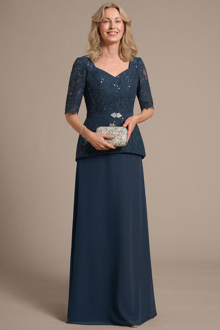 Robe Cérémonie Mère Mariée Bleu Nuit