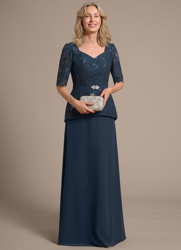 Robe Cérémonie Mère Mariée Bleu Nuit