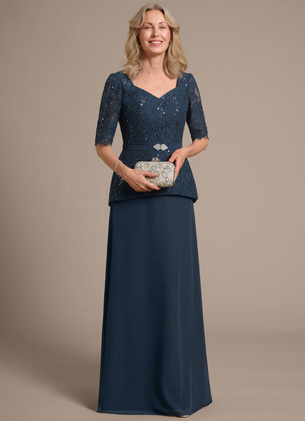 Robe Cérémonie Mère Mariée Bleu Nuit