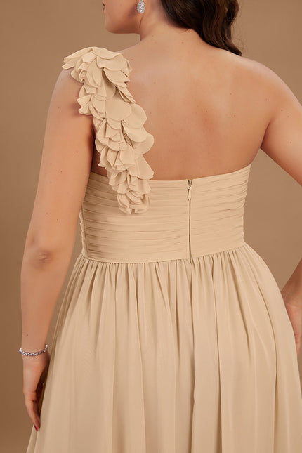 Robe Cérémonie Asymétrique Beige - gallery 7