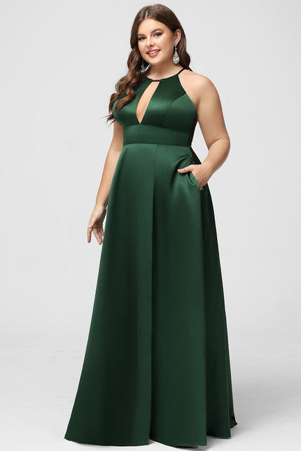 Robe Cérémonie Satin Émeraude Chic - gallery 9