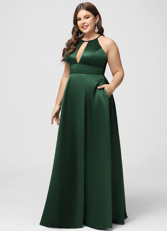 Robe Cérémonie Satin Émeraude Chic - gallery 9