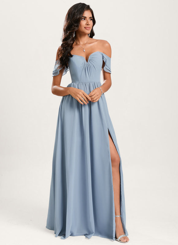Robe Cérémonie Élégante À Décolleté - gallery 1