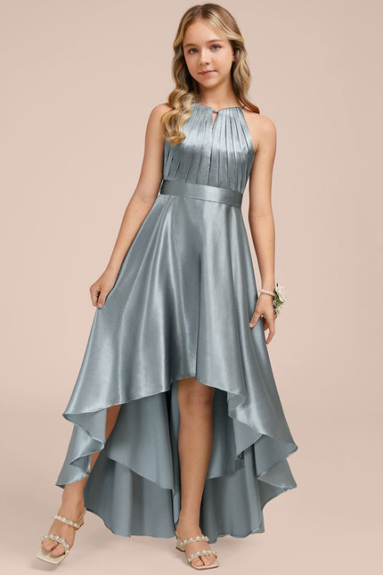 Robe Cérémonie Satinée Asymétrique Marine - gallery 2