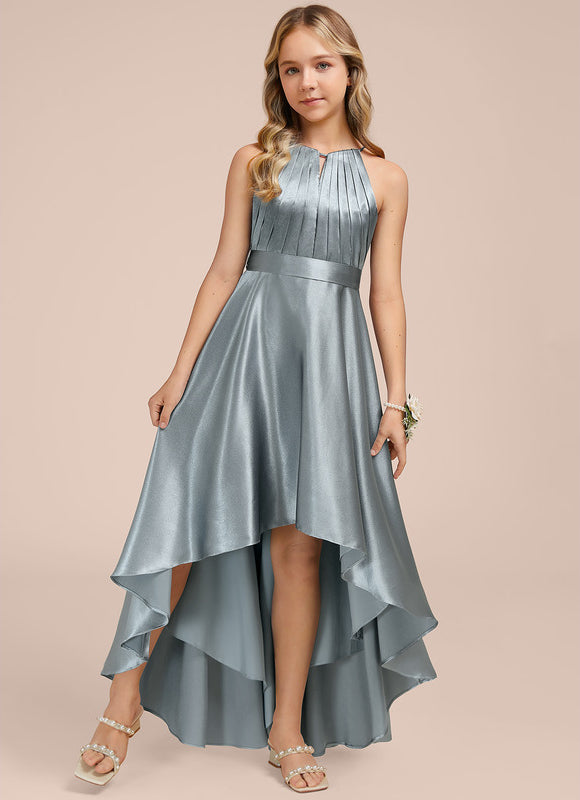 Robe Cérémonie Satinée Asymétrique Marine - gallery 2