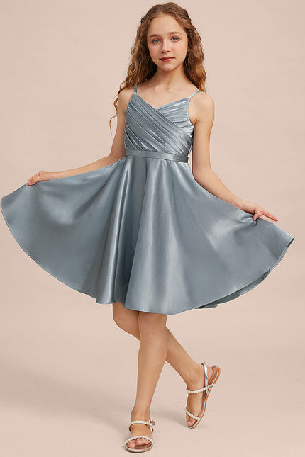 Robe Cérémonie Satin Bleu Argenté - gallery 6