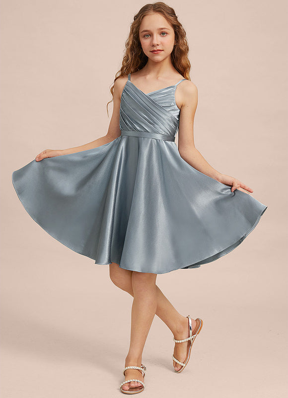 Robe Cérémonie Satin Bleu Argenté - gallery 6