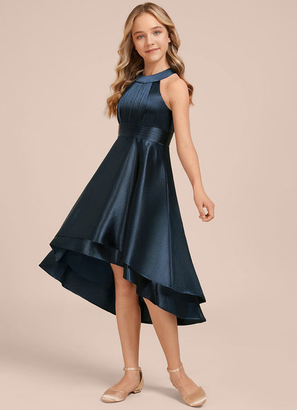 Robe Cérémonie Satinée Asymétrique Marine