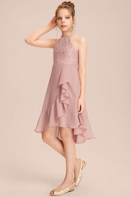 Robe Cérémonie Volants Rose Pâle - gallery 1