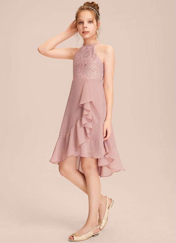 Robe Cérémonie Volants Rose Pâle - gallery 1