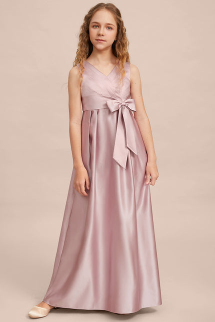 Robe Cérémonie Satin Longue Junior - gallery 1