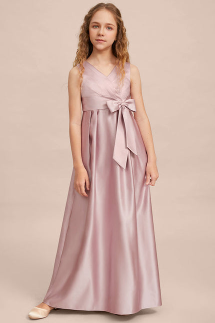 Robe Cérémonie Satin Longue Junior - gallery 1