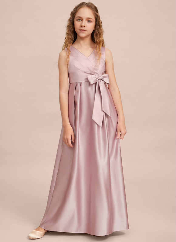 Robe Cérémonie Satin Longue Junior - gallery 1
