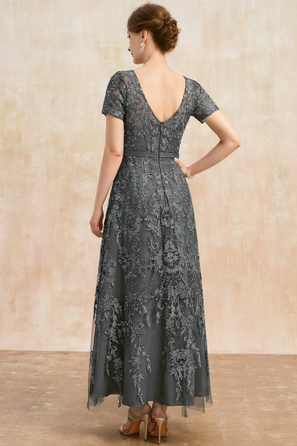 Robe Cérémonie Longue Violette Brodée - gallery 5