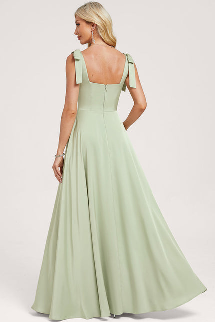 Robe Cérémonie Satin Vert Poudré - gallery 4