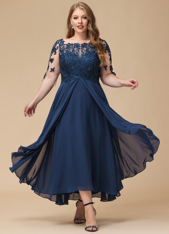 Robe Cérémonie Bleu Nuit Dentelle Élégante - gallery 8