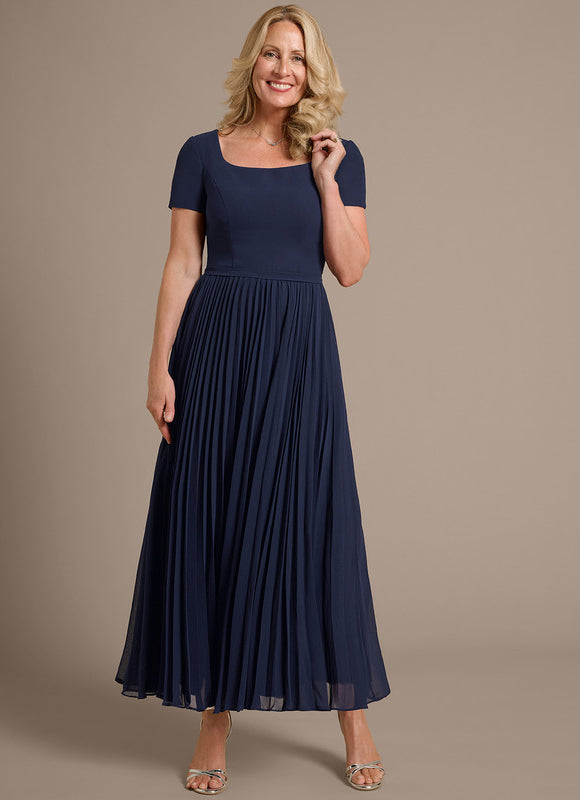 Robe Cérémonie Plissée Marine - gallery 6