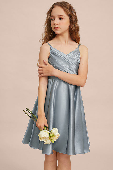 Robe Cérémonie Satin Bleu Argenté - gallery 1