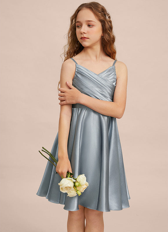 Robe Cérémonie Satin Bleu Argenté - gallery 1