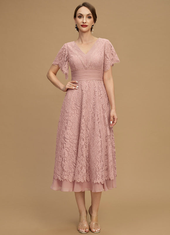 Robe Cérémonie Dentelle Rose Poudré - gallery 4