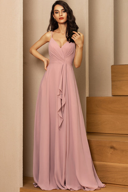 Robe Cérémonie Longue Volants Rose - gallery 2