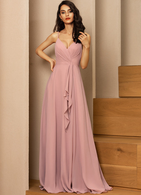 Robe Cérémonie Longue Volants Rose - gallery 2