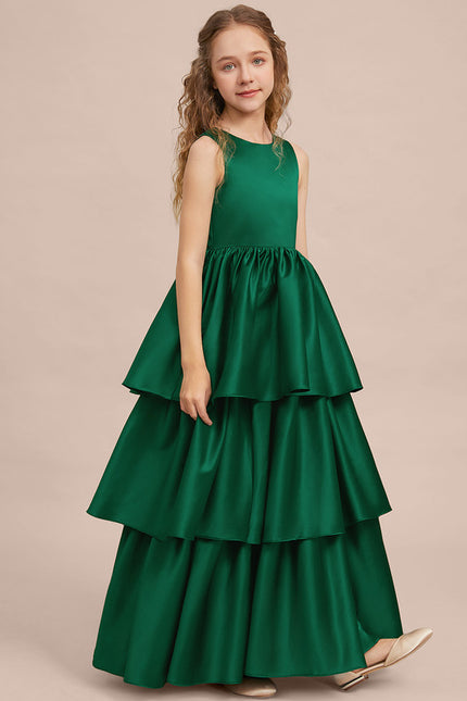 Robe Cérémonie Satin Vert Émeraude - gallery 7
