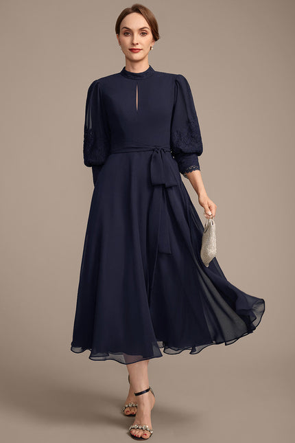 Robe Cérémonie Col Montant Marine - gallery 2