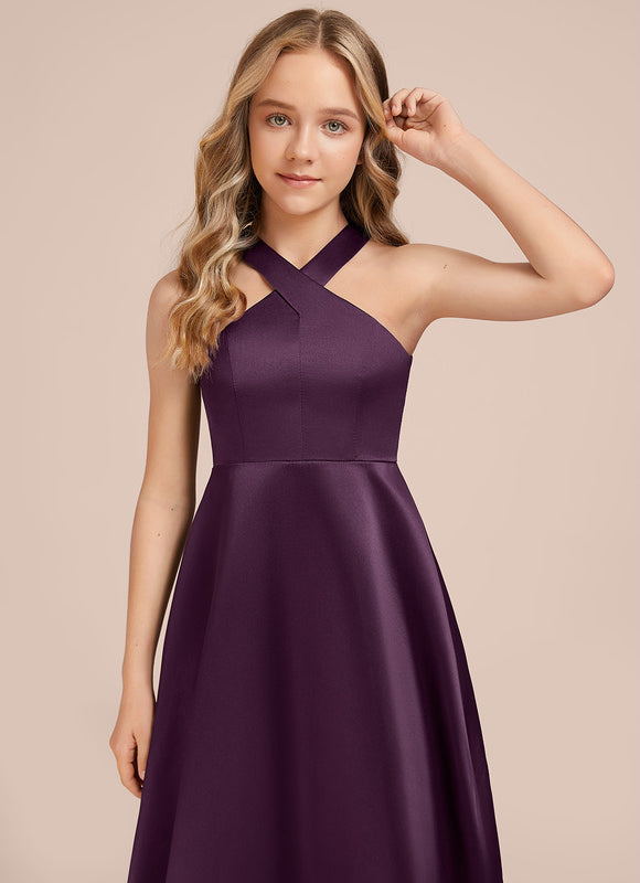 Robe Cérémonie Satin Prune - gallery 3