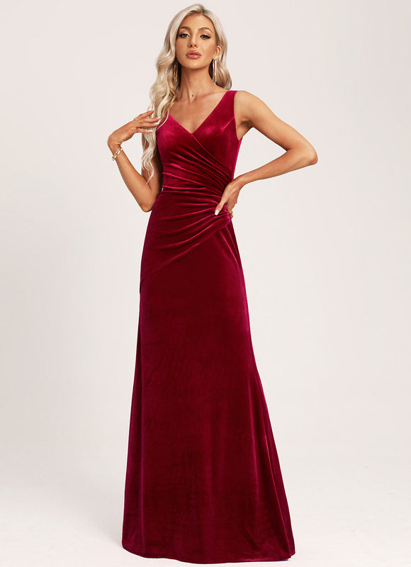 Robe Cérémonie Rouge Velours Chic