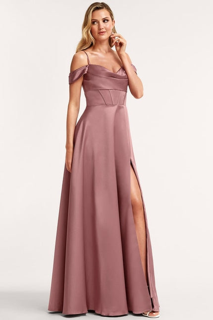 Robe Cérémonie Satin Mauve - gallery 1