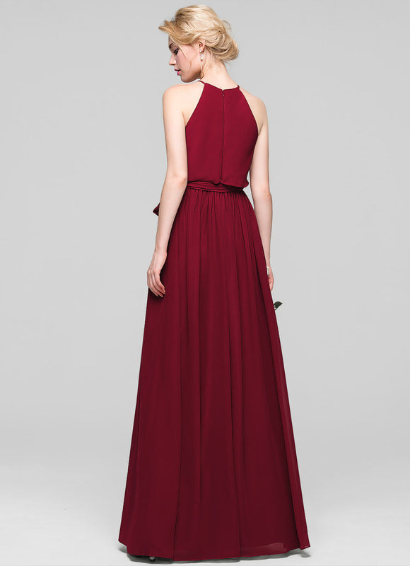 Robe Cérémonie Lilas Mousseline Col Rond - gallery 4