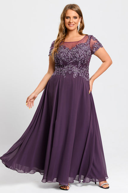 Robe Cérémonie Longue Violette Brodée - gallery 6