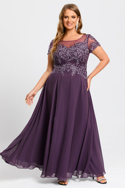 Robe Cérémonie Longue Violette Brodée - gallery 6