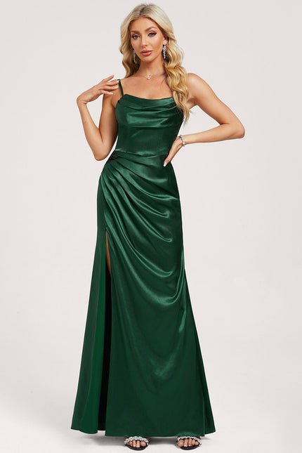 Robe Cérémonie Sirène Satinée Émeraude - gallery 2