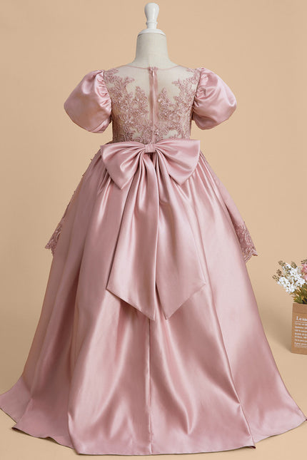Robe Cérémonie Satin Rose Brodée - gallery 5