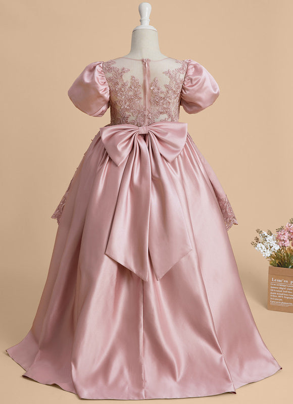 Robe Cérémonie Satin Rose Brodée - gallery 5
