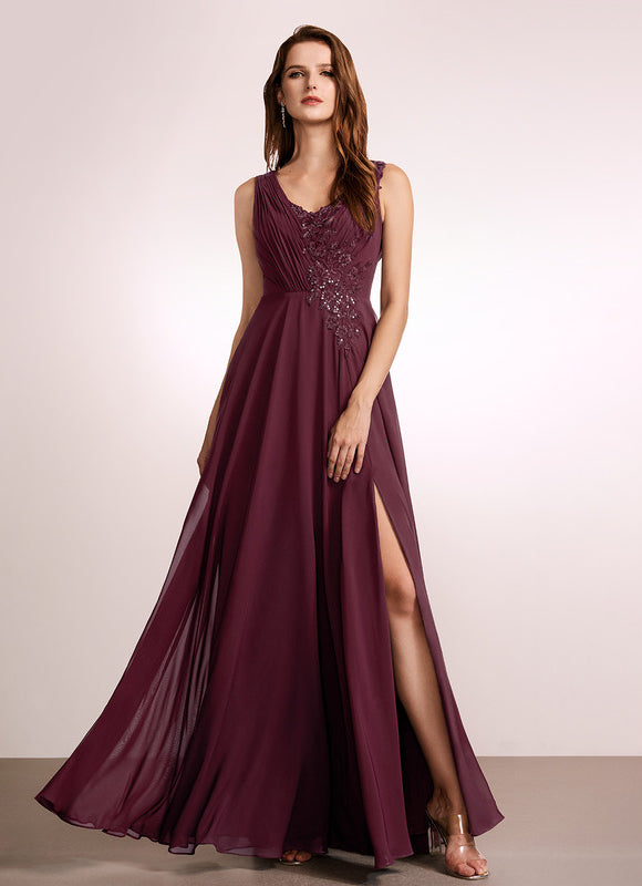 Robe Cérémonie Longue Rose Élégante
