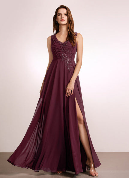 Robe Cérémonie Longue Rose Élégante