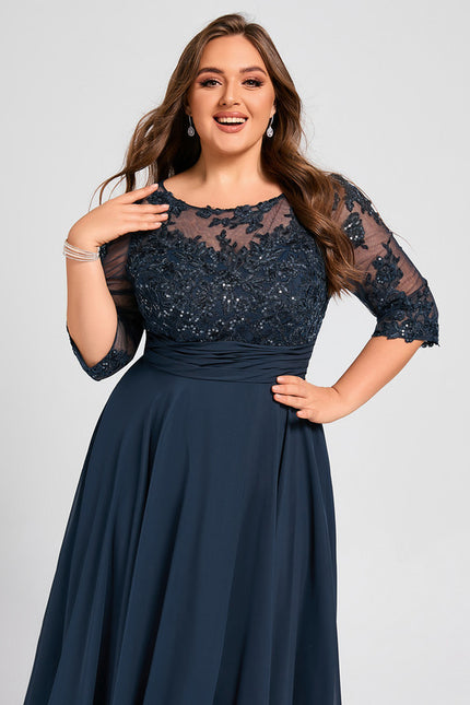 Robe Cérémonie En Dentelle Marine - gallery 8