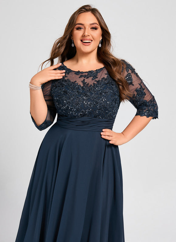 Robe Cérémonie En Dentelle Marine - gallery 8