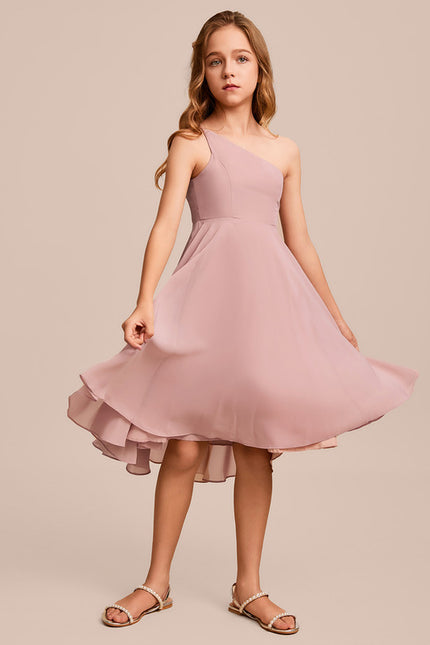 Robe Cérémonie Asymétrique Rose Pâle - gallery 3
