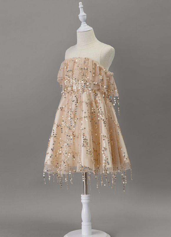 Robe Cérémonie Pailletée Dorée - gallery 2