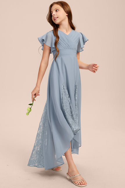 Robe Cérémonie Dentelle Col V Blanc - gallery 1