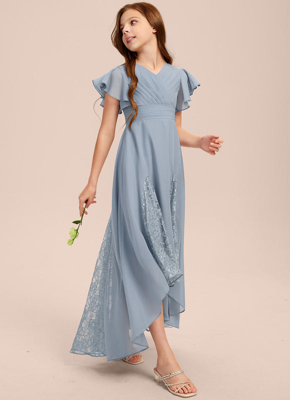 Robe Cérémonie Dentelle Col V Blanc - gallery 1